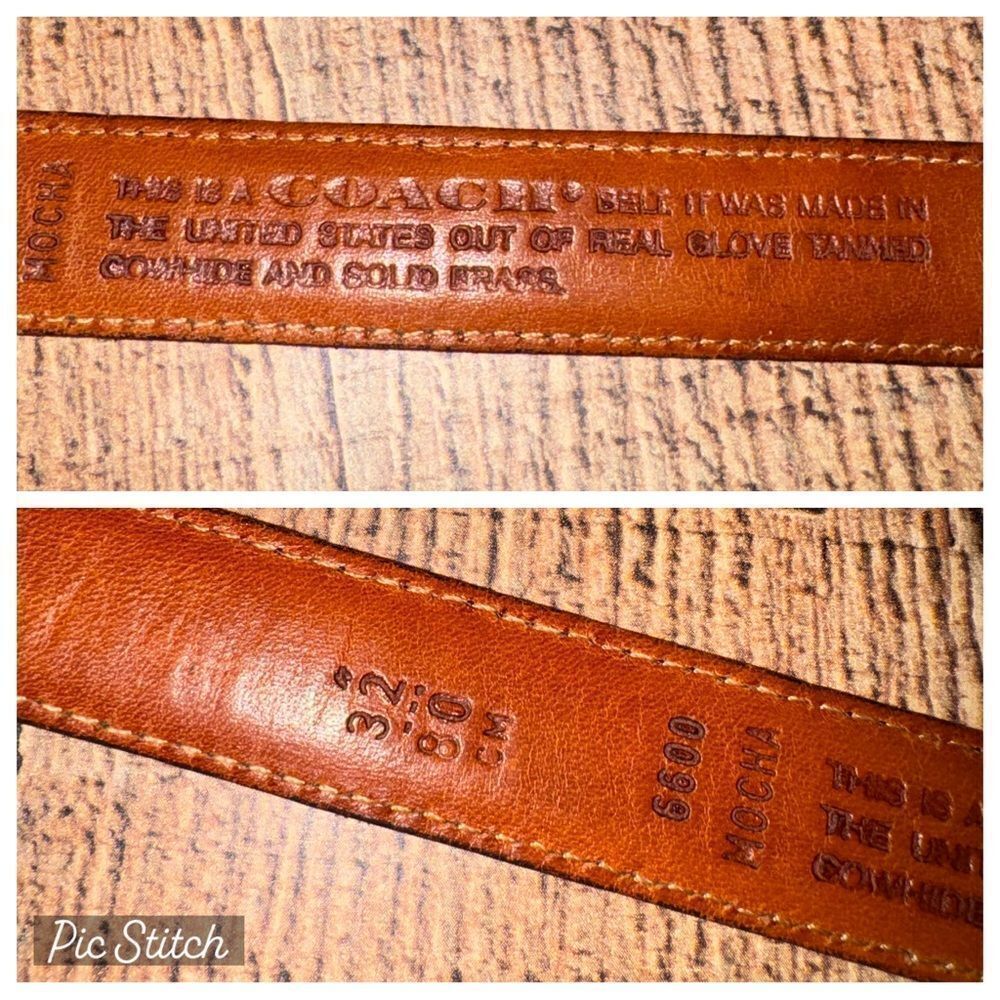 Vintage Coach 6600 Mocha Brown Leather Belt Size 32 - Picture 2 of 10